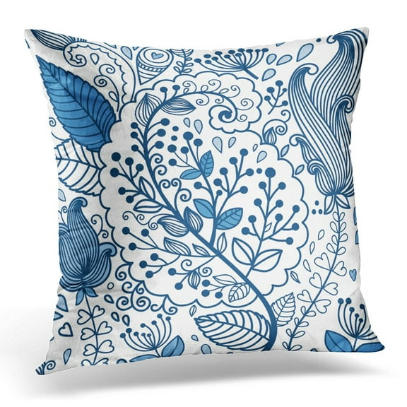 STOAG Doodle Blue and White Abstract Modern Throw Pillowcase Cushion Case Cover 16x16 inch