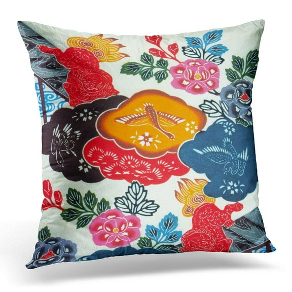 STOAG Flower Vintage ese Kimono Bingata Okinawa Throw Pillowcase Cushion Case Cover 18x18 inch