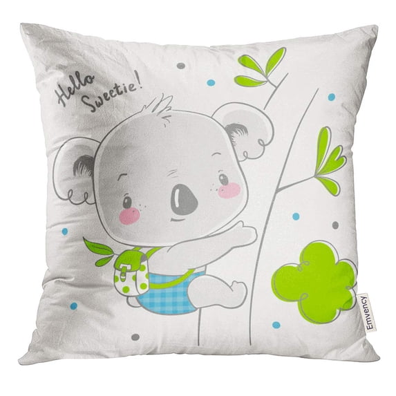 STOAG Graphic Cute Koala Baby Cartoon Celebration Greeting and Birthday Little Throw Pillowcase Cushion Case Cover 18x18 inch