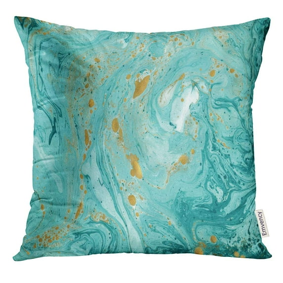STOAG Green Color Marble Turquoise and Golden Paints Abstract for Websites and Other Projects Modern Trendy Throw Pillowcase Cushion Case Cover 16x16 inch