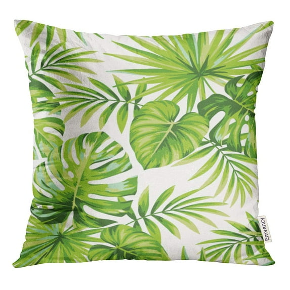 STOAG Green Leaf Tropical Exotic Palm Leaves Pattern Plant Jungle Throw Pillowcase Cushion Case Cover 20x20 inch