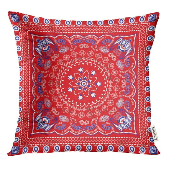 STOAG Green Red Blue White Retro Patterned Bandana Head Scarf Throw Pillowcase Cushion Case Cover 16x16 inch