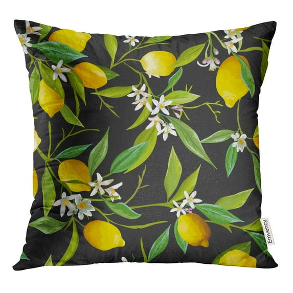 STOAG Green Vintage Floral Pattern Lemon Fruits Flowers Leaves Exotic Throw Pillowcase Cushion Case Cover 16x16 inch