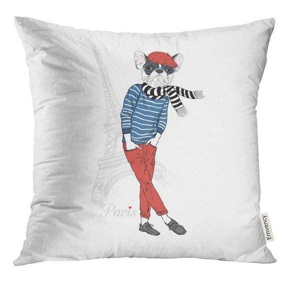 STOAG Hipster French Chic Bulldog Furry Anthropomorphic Anthropomorphism Throw Pillowcase Cushion Case Cover 16x16 inch