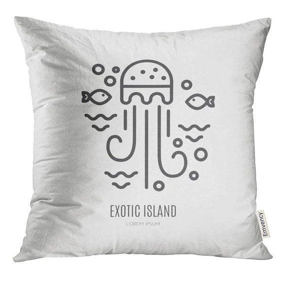 STOAG Line Logotype with Sealife Jellyfish and Fish Easy to Use Perfect for Your Clean Minimalistic Symbol Throw Pillowcase Cushion Case Cover 16x16 inch