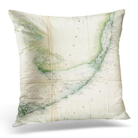 STOAG Old Vintage Map of The Florida Keys Historical Throw Pillowcase Cushion Case Cover 16x16 inch