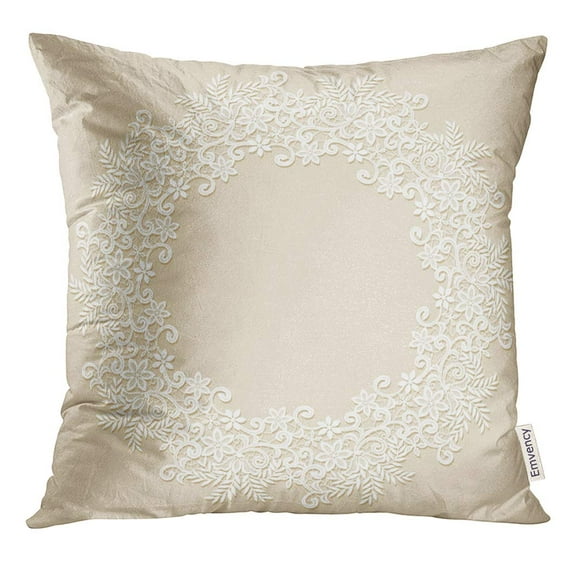 STOAG Openwork Elegant White Lace with Shadow on Beige Ornate Abstract Throw Pillowcase Cushion Case Cover 18x18 inch