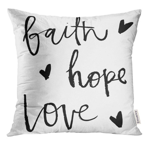 STOAG Overlays Faith Hope Love Handwritten and Calligraphy Words Lettering Cute Cute Throw Pillowcase Cushion Case Cover 18x18 inch
