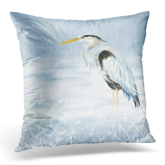 STOAG Painting Watercolor Great Blue Heron Bird Nature Throw Pillowcase Cushion Case Cover 20x20 inch