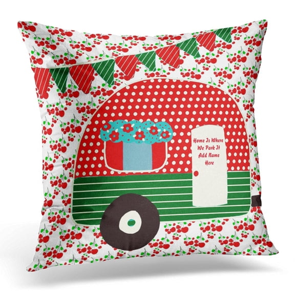 STOAG Pink Camping Camper Caravan Sayings Retro Red Green Blue Campervan Throw Pillowcase Cushion Case Cover 16x16 inch