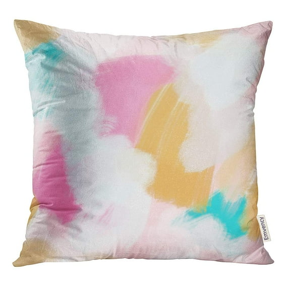 STOAG Pink Girly Modern Multicolored Abstract Teal Gold Messy Paint Throw Pillowcase Cushion Case Cover 20x20 inch