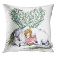 thumbnail image 1 of STOAG Pink White Unicorn and Princess Watercolor Beautiful Birthday Cartoon Throw Pillowcase Cushion Case Cover 18x18 inch, 1 of 1