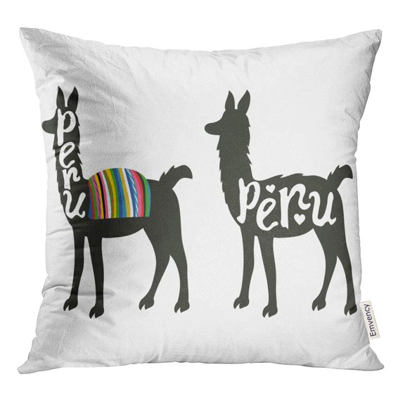 STOAG Red Alpaca Funny Llama Silhouette Peru Lettering Culture Lama Throw Pillowcase Cushion Case Cover 18x18 inch