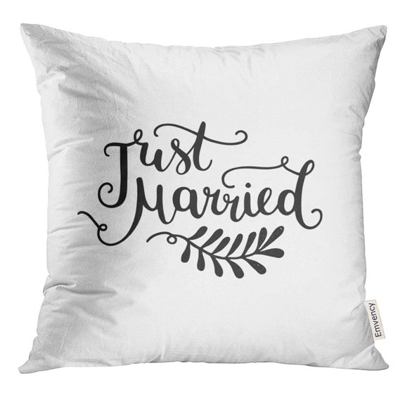 STOAG Sign Just Married Lettering Overlays and Save The Date Wedding Text Throw Pillowcase Cushion Case Cover 16x16 inch
