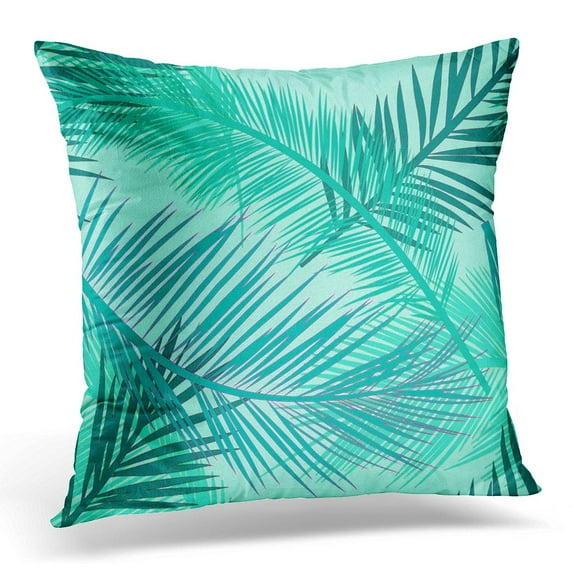 STOAG Tropical Palm Leaf Turquoise Teal and Aqua Leaves Throw Pillowcase Cushion Case Cover 18x18 inch