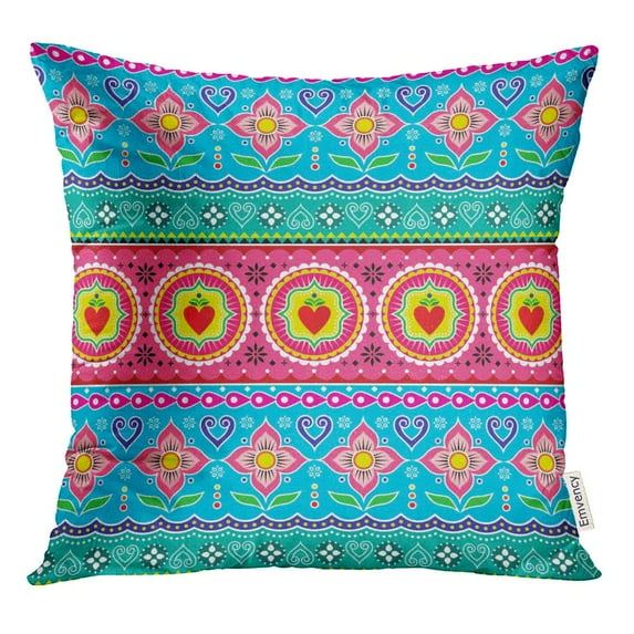STOAG Trucks Pattern Pakistani Colorful Floral Lotus Flower Leaves Throw Pillowcase Cushion Case Cover 20x20 inch