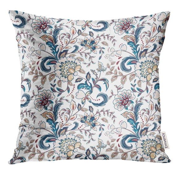 STOAG Vintage Flowers in Provence Style Blue Beige Pattern on White Paisley Throw Pillowcase Cushion Case Cover 16x16 inch