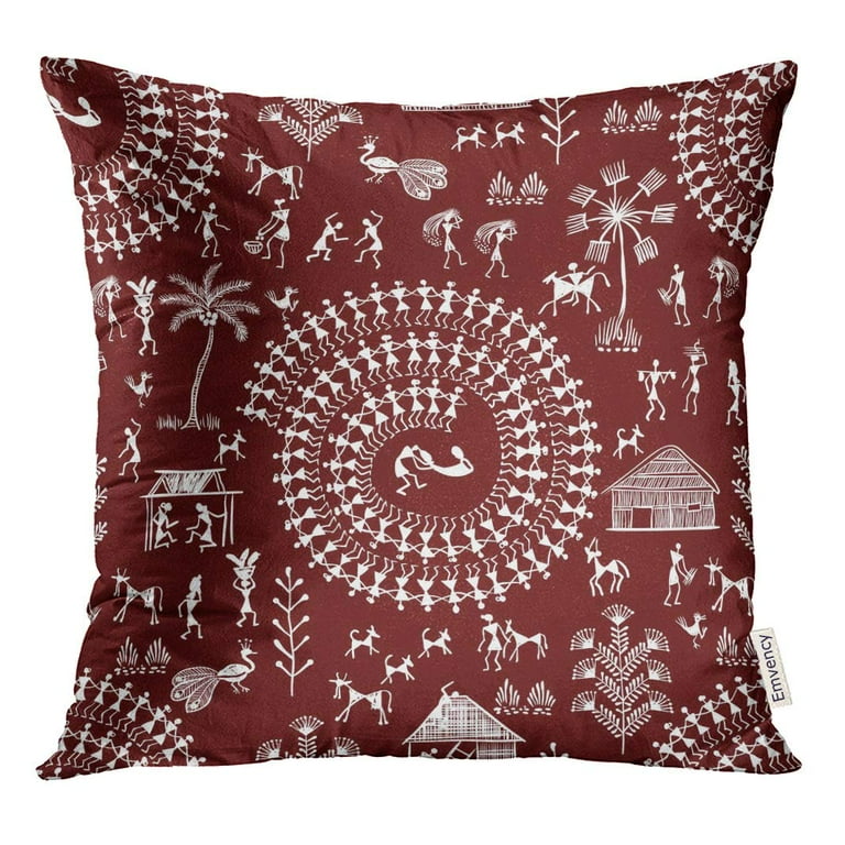 Warli painting on cushion covers cheap