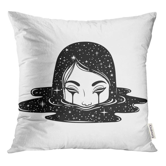 STOAG Weird Girl Black Tears and Dark Puddle Stars Graphic Throw Pillowcase Cushion Case Cover 16x16 inch