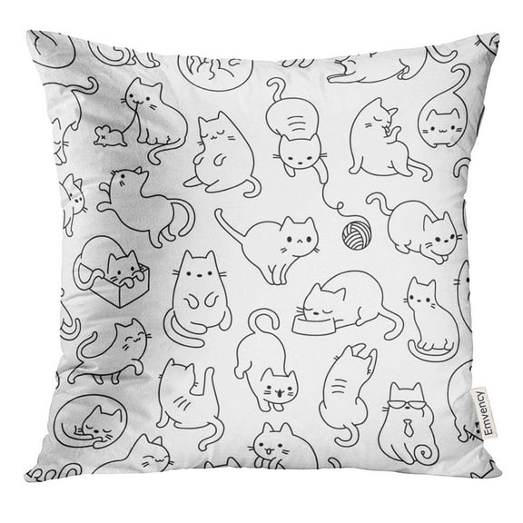 STOAG White Kitty Cute Cats Black Kitten Cartoon Throw Pillowcase Cushion Case Cover 20x20 inch