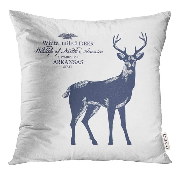 STOAG White Tailed Deer Wildlife of America Blue Color Arkansas Fauna Throw Pillowcase Cushion Case Cover 16x16 inch