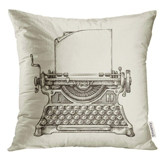 STOAG Writer Hand Drawn Vintage Typewriter Sketch Publishing Old Editor Throw Pillowcase Cushion Case Cover 16x16 inch