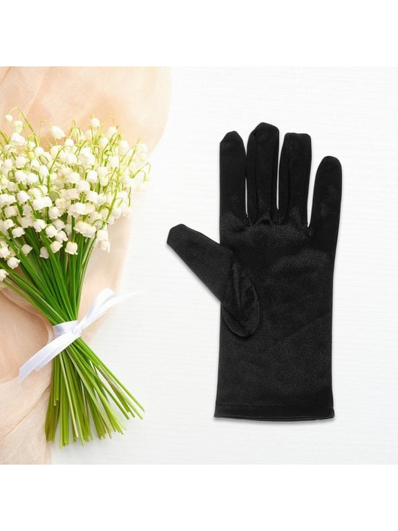 1 Pair Evening Gloves for Women Black Nylon for Formal Shows Parties