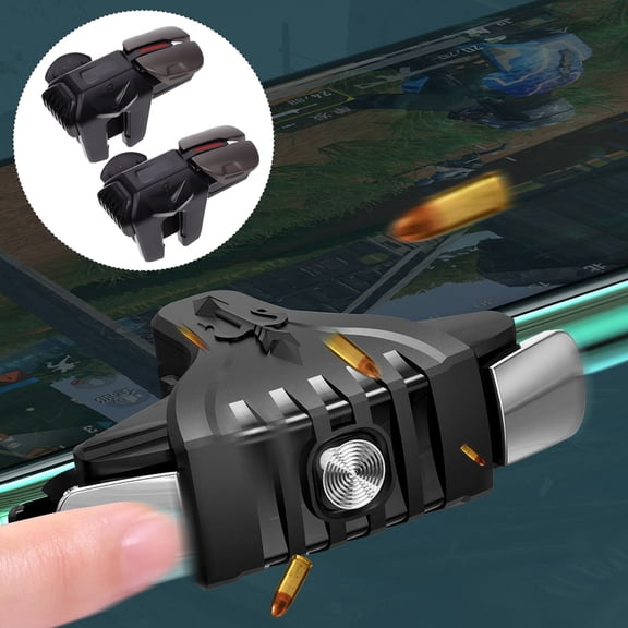 STOBOK 1Pair Game Controller Trigger Black Durable Metal and ABS Material Practical Mobile Game Accessory