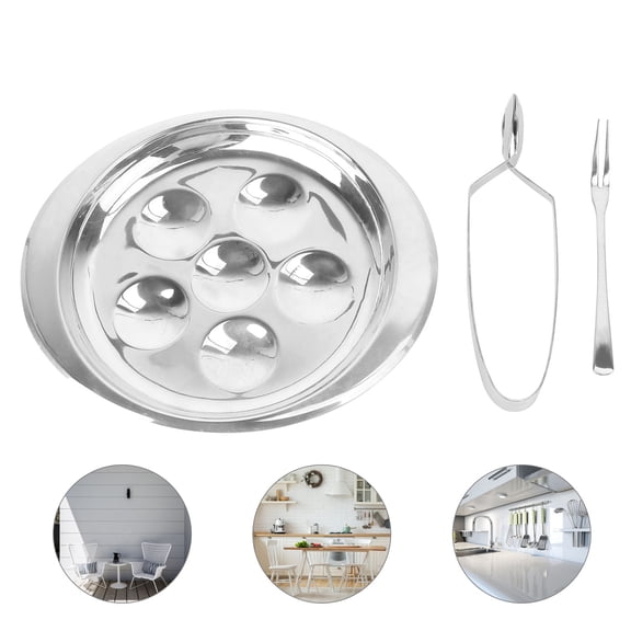 STOBOK Escargot Serving Dish Silverware Set With Organizer Silver 1 Set for Restaurants