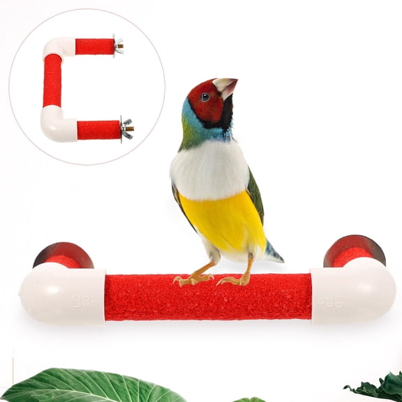 STOBOK Bite-Resistant Red PVC Parrot Perch, Great for Bird Cages, Stable and Fun, 1Set