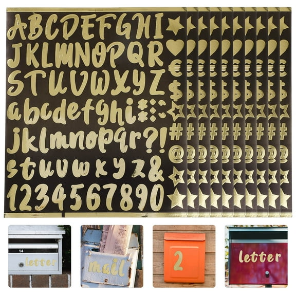 STOBOK Golden Alphabet Letter Stickers for Mailbox Outdoor Reflective Peel and Stick