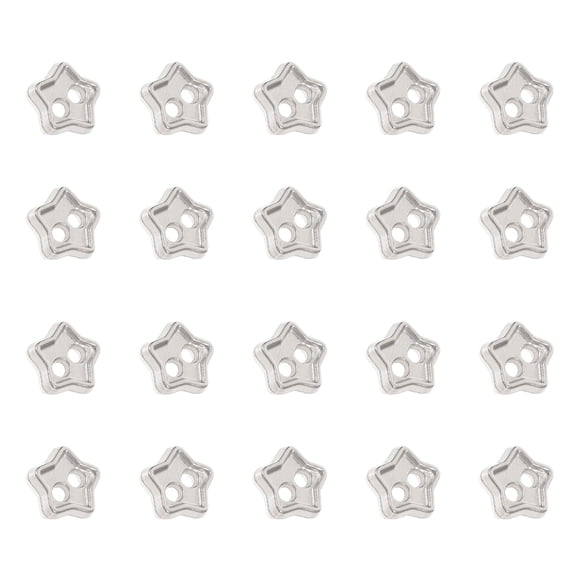 STOBOK 100Pcs Star Buttons for Sewing Silver Alloy Decorative Fasteners for Doll Clothes