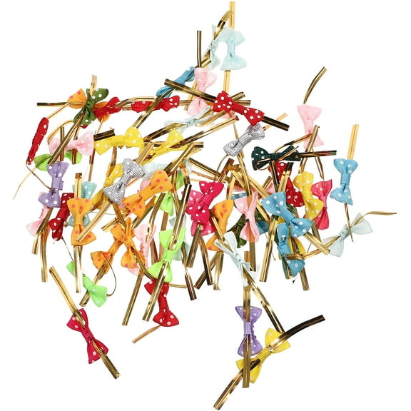 STOBOK 100Pcs Twist Ties for Bags Multi Bow Shape Ties for Crafts