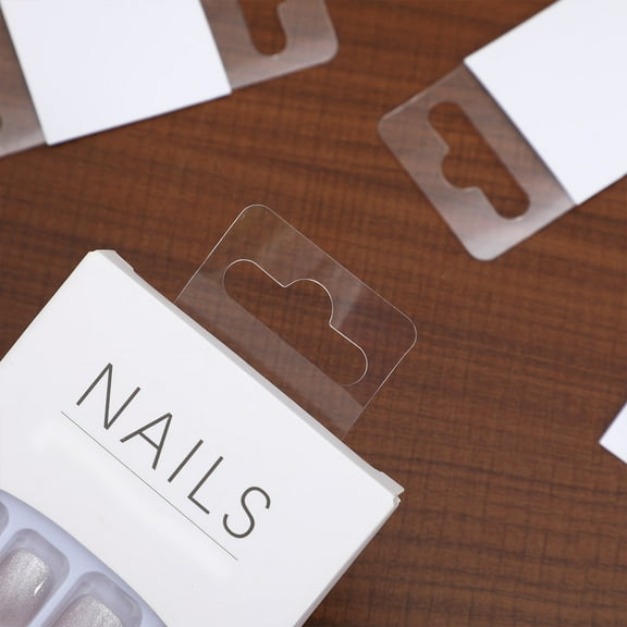 STOBOK Clear Sticky Hanging Tabs with Heavy Duty Plastic Slot for Retail Product Display