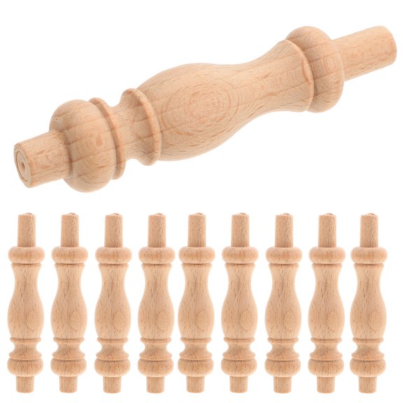 STOBOK 10Pcs Decorative Wood Balusters for Outdoor Deck Railing Khaki Solid Wood