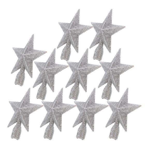STOBOK 10Pcs Christmas Tree Star Topper Plated Silver Glitter with Unique Star Design for Holiday Decor