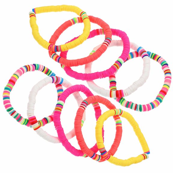 STOBOK 10pcs Stretchable Alloy Beach Bracelets Set for Women, Round Multi-Color Accessories
