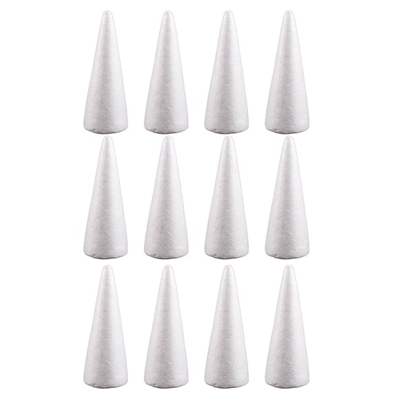 STOBOK 12 Pcs Cone Shaped Ornaments for Crafts Christmas Tree Decorations White