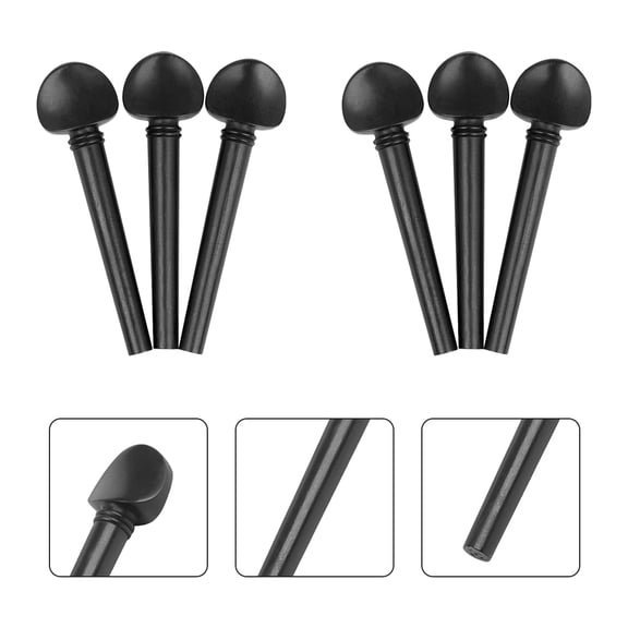 STOBOK 12pcs Ebony Tuning Pegs for Acoustic Guitar Replacement Parts Black