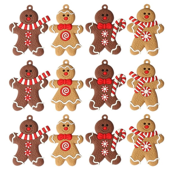 STOBOK 12pcs Christmas Gingerbread Ornaments Assorted Color PVC for Friends
