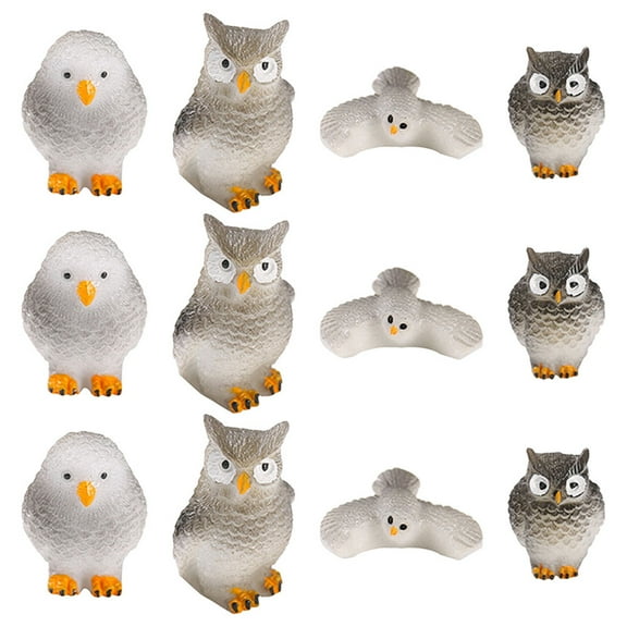 STOBOK 12Pcs Lovely Owl Figurine Resin Craft Small Owl Model Assorted Color Desktop Decoration