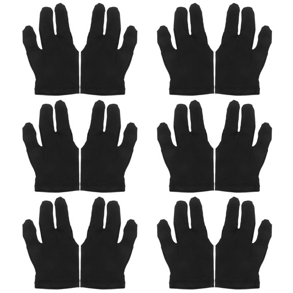 STOBOK 12Pcs 3 Fingers Gloves Black Elastic Wrist with Flexible Material for Pool Shooters