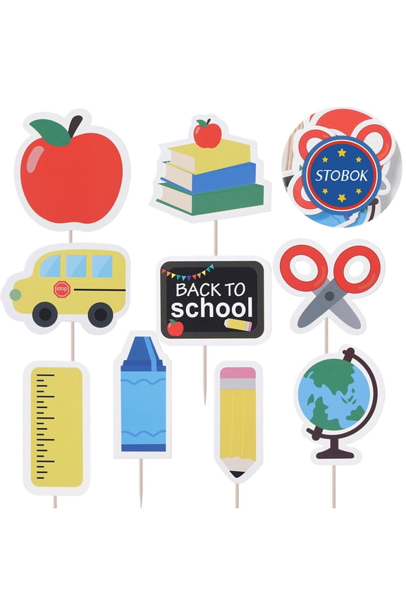 18Pcs Lovely Cake Topper Back to School Party Cake Topper Decoration Desserts Topper Decoration