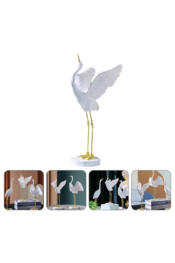 1Pc Elegant Resin Crane Ornament Multi Color Decorative Figurine
