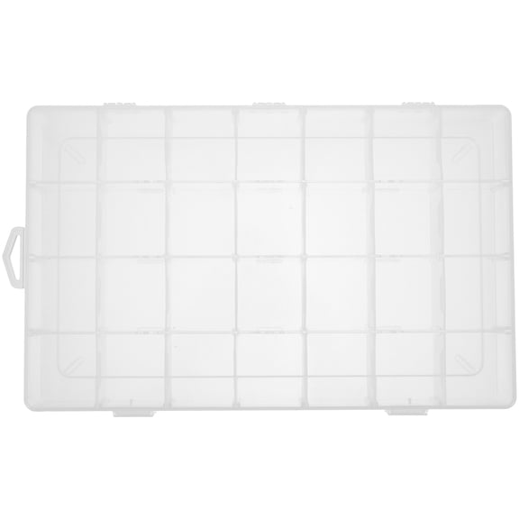 STOBOK Clear Plastic Storage Box with Removable Dividers 28 Grid Organizer for Jewelry and Small Items