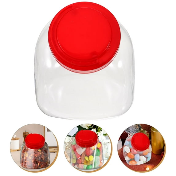 STOBOK Decorative Candy Jars with Lids White Pet Plastic Cookie Jar for Party 1Set