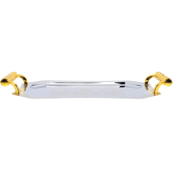 STOBOK Household Serving Tray Golden Metal Design for Snacks Desserts and Fruit Display