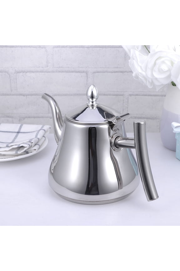 Glossy Stainless Steel Tea Pot with Ergonomic Handle for Kitchen Use