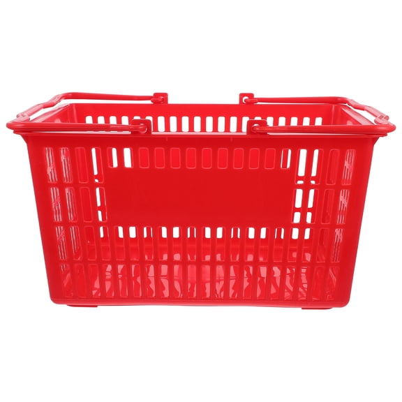 STOBOK 1Pc Red Plastic Storage Basket with Handles for Mall and Shop Multi Purpose Use