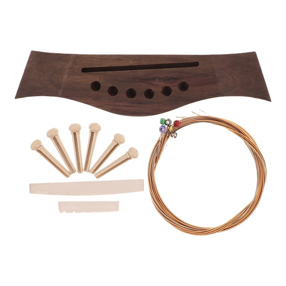 STOBOK 1Set Acoustic Guitar Kit Wood Bridge Saddle with Pins Steel Replacement for Musical Instruments